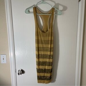 We The Free Gold Bedazzled Long Tank Top y2k size small